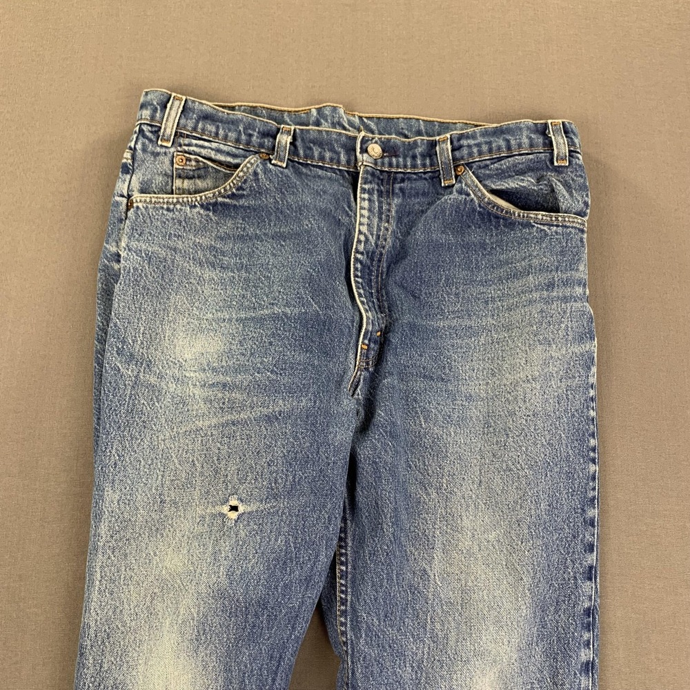 VTG Levis 40559 Jeans Mens 38x30 (Fits 36x29) Blue Straight Denim Orange Tab 80s - Picture 7 of 16